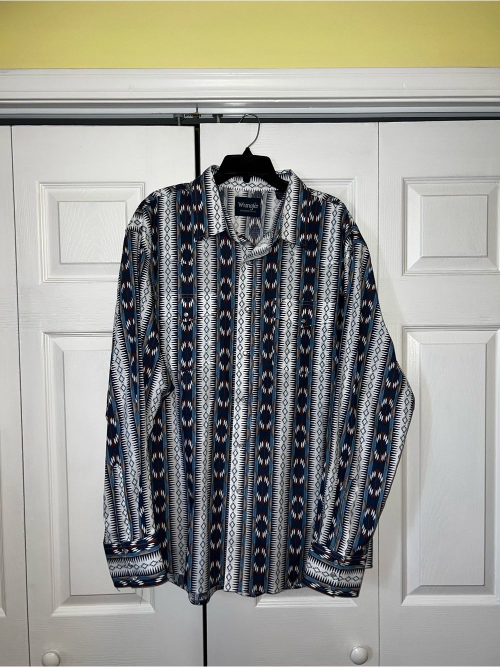 Wrangler Western Checotah Aztec print pearl snap long-sleeve shirt XXL